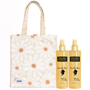Vanilla Noir Splash + Vanilla Noir Splash + Flower Tote Bag